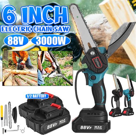 3000w 8 Inch 88v Mini Electric Chain Saw Cordless Pruning Chainsaw Woodworking Cutter Garden