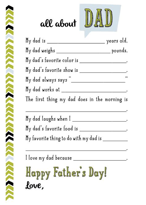 I Love Dad Printables