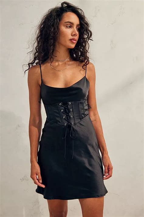 Kiss The Sky Satin Corset Dress Urban Outfitters Uk