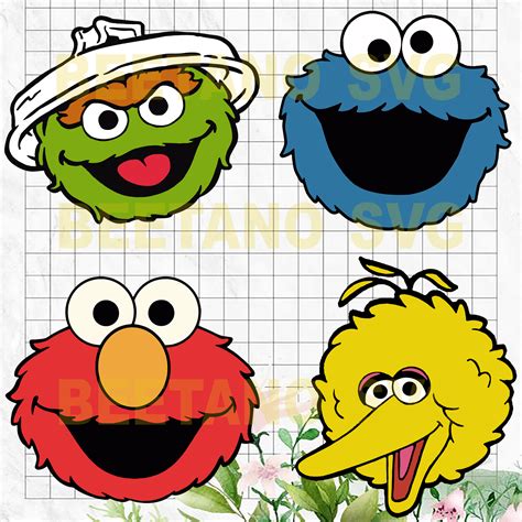 Sesame Street Svg Dfx Eps Pdf Png Sesame Street Faces Svg Shirts The