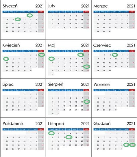 Dni wolne od pracy i szkoły 2021 kalendarz dni wolnych