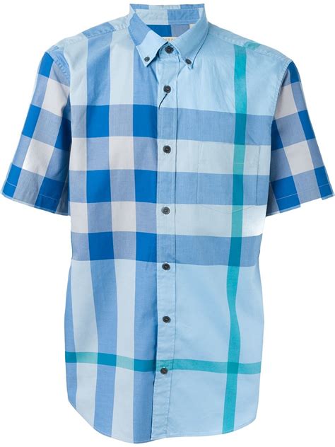 Burberry Brit Checked Shirt In Blue For Men Lyst