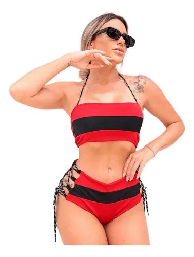 Conjunto Biquini Feminino Top Faixa Bojo Calcinha Hot Pant MercadoLivre