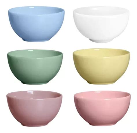 06 Tigelas Bowl Para Cozinha Cerâmica Colorida 350ml Parcelamento sem