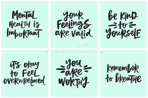 Set of Handwritten Quotes about Mental Health. Stock Vector - Illustration of mental, quote ...