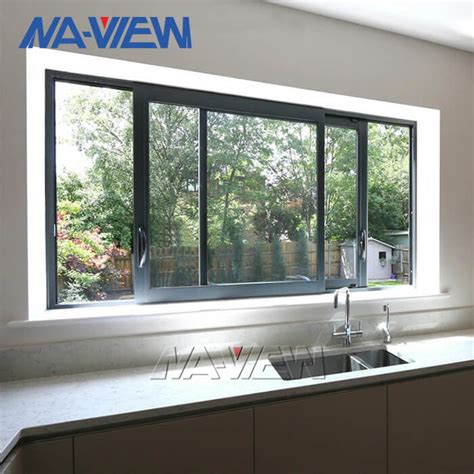 Guangdong Naview Single Pane Horizontal Storm Sliding Glass Aluminum