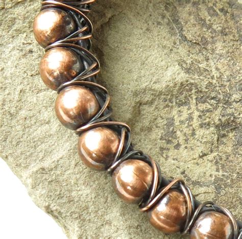 Wire Wrapped Copper Bracelet Copper Bead Bracelet Healing Jewelry