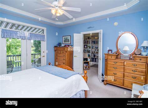 Interior Bedroom In A Middle Class American Home Stock Photo Alamy