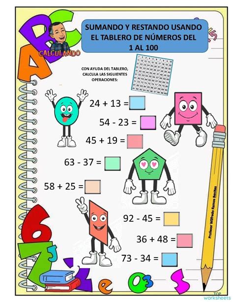 Ficha Para Imprimir Sumas Y Restas Hasta 100 Página 1 Topworksheets