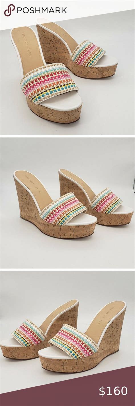 New Veronica Beard Dali Cork Wedge Woven Raffia Platform Slide Sandal