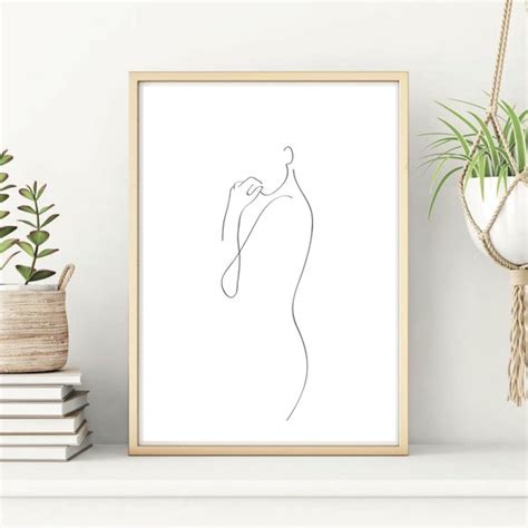Nude Female Line Drawing Minimalist Art Print Abstract Print Etsy