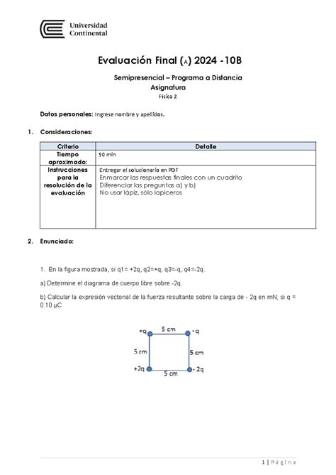 Examen Final Fisica Ii Resuelto Del Completo Completo Completo