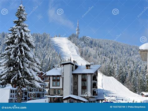 Pamporovo Bulgaria March 11 2015 Winter Resort With Ski Lift And