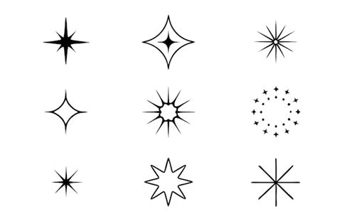 Premium Vector Sparkle Line Art Detailed Hand Drawn Sparkle