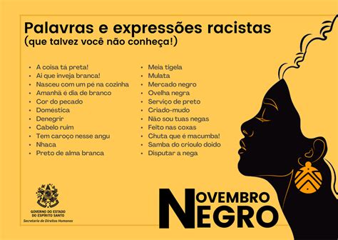 SEDH Novembro Negro conheça algumas expressões racistas e seus