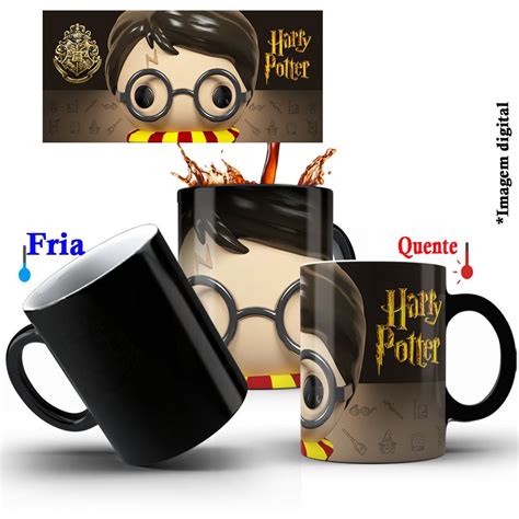 Caneca Mágica de Porcelana Presente 325ml Diversos Geek Harry Potter