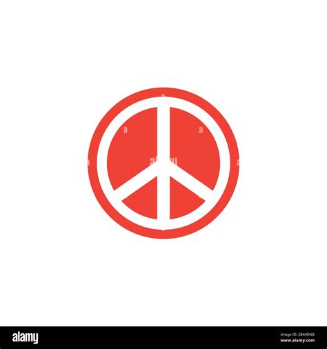 Peace Sign Red Icon On White Background Red Flat Style Vector