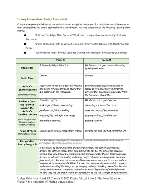 5 02 Assessment Module 5 History Lessons From Poetry Assessment