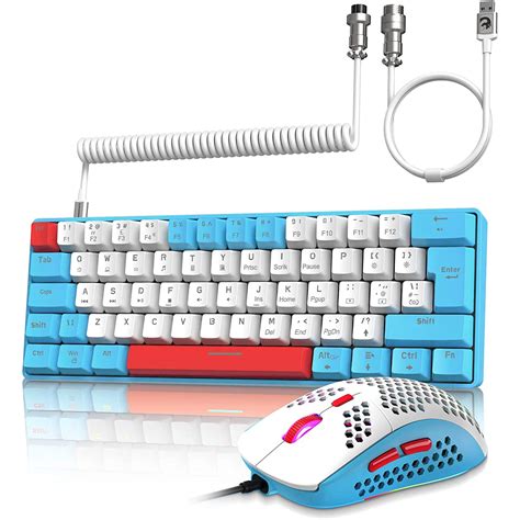 Combo De Teclado Y Rat N Mec Nico Compacto 60 Cable USB En Espiral C