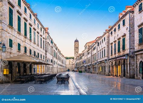 Stradun Old Famous Street In Dubrovnik Croatia Stock Image Image