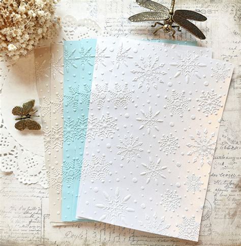 Snowflake Embossed Paper Christmas Winter Junk Journal Bullet