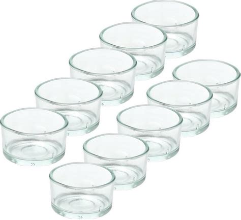 10x Theelichthouders Waxinelichthouders Van Glas 4 2 X 3 Cm Glazen