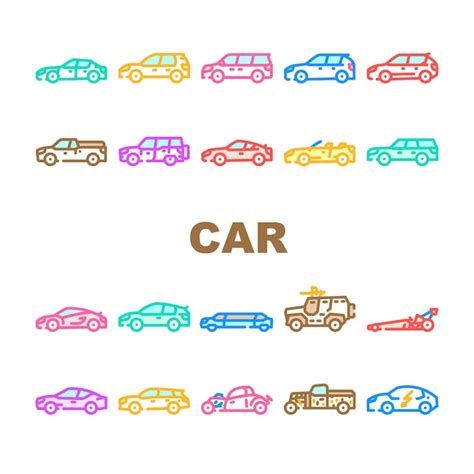 Premium Vector Car Transport Different Body Type Icons Set Vector