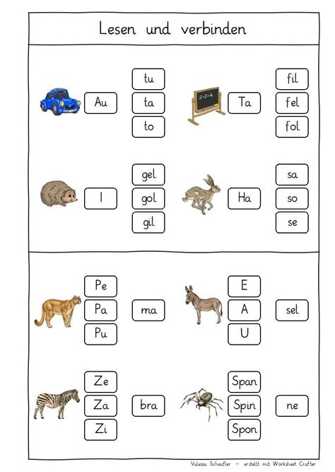 Silben Lesen Arbeitsblätter Kostenlos