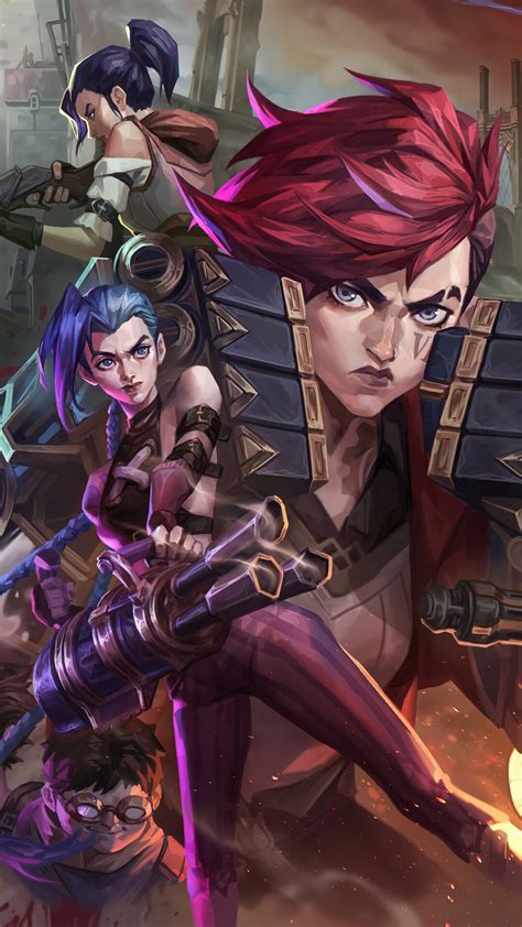 1377953 Arcane Jinx Vi Caitlyn Netflix Series Lol Art 4k