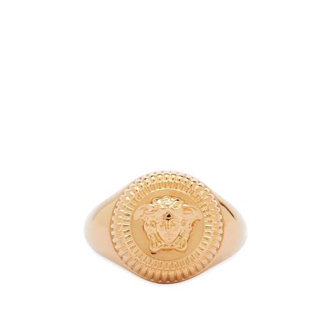 Versace Womens Medusa Head Signet Ring In Gold Versace