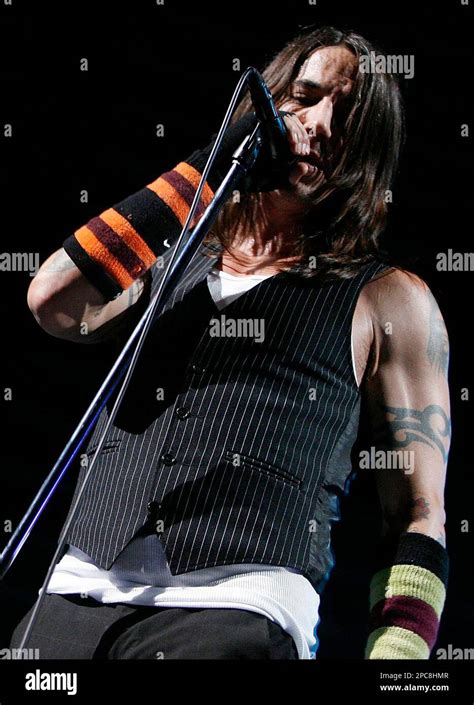 American Singer Anthony Kiedis Of U S Rock Band Red Hot Chili Peppers Performs On Stage During