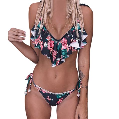 Swimwear Women 2019 Swimsuit Push Up Bikinis Ruffles Split Swimsuit