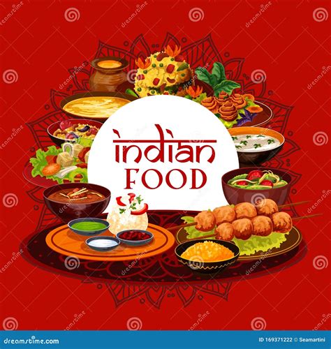 Indian Food Traditional Indian Cuisine Menu Stock Vector