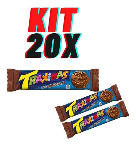 Kit 20 Pacotes De Trakinas Recheado Sabor Chocolate 126g Frete grátis