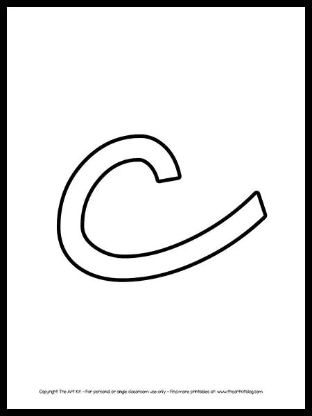 Lowercase Letter C Cursive Outline Printable Free The Art Kit