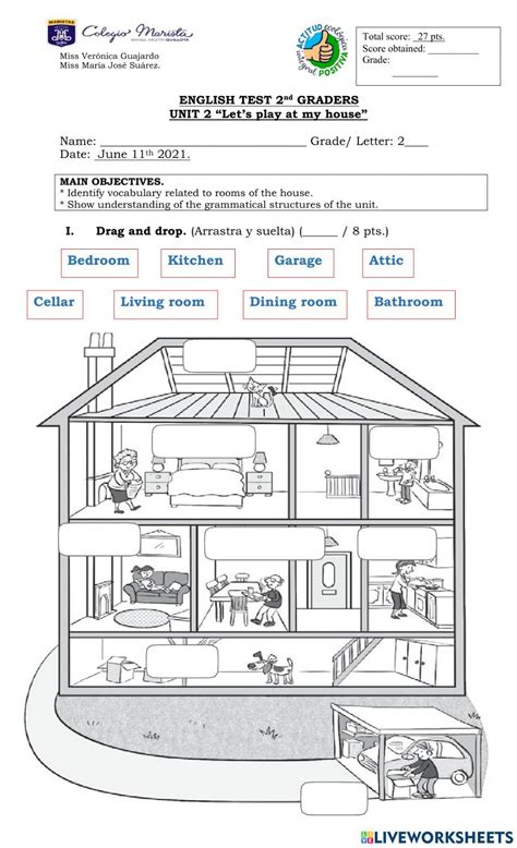 English Test Unit 2 Let S Play At My House Worksheet