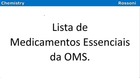 Lista De Medicamentos Essenciais Da OMS YouTube