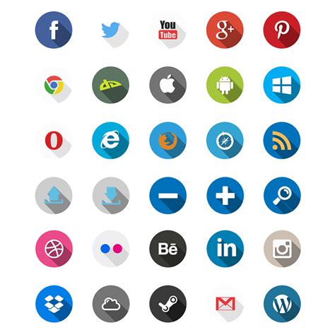 40 Free Flat Long Shadow Icons Fribly