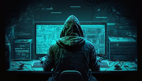 Premium Photo | Hacker typing computer. Cyber terrorism, the image of ...