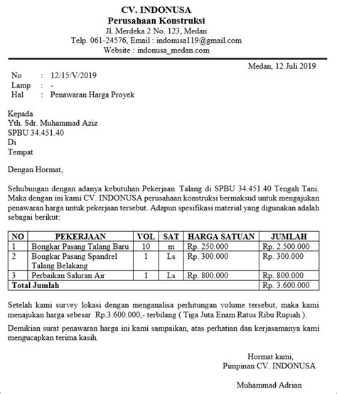 Contoh Proposal Tender Proyek Doc