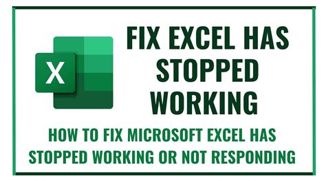 How To Fix Microsoft Excel Has Stopped Working Or Not Responding Youtube