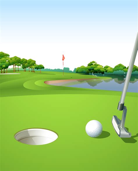 A Clean And Green Golf Course Vector Art At Vecteezy