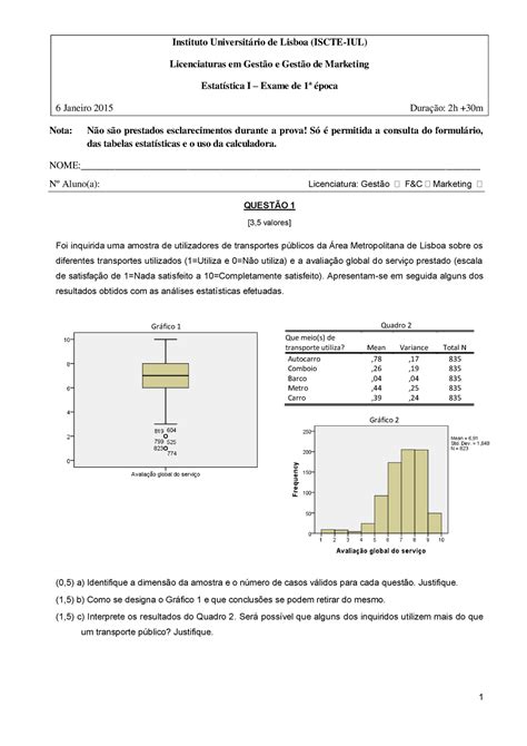 Prova 6 Janeiro 2015 questões e respostas Instituto Universitário de