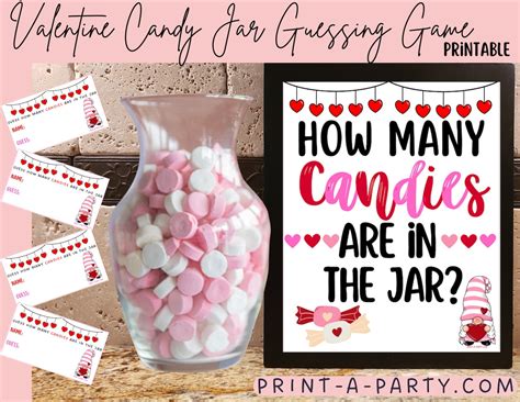 Valentine Candy Guessing Game How Many Candies In Jar Valentines Day