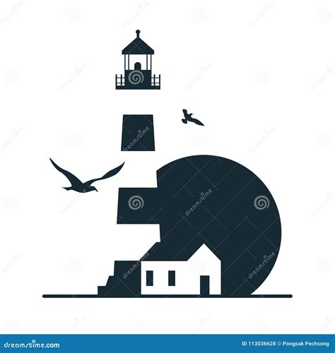 Projeto Do Molde Do Logotipo Do Farol Ilustração do Vetor Ilustração