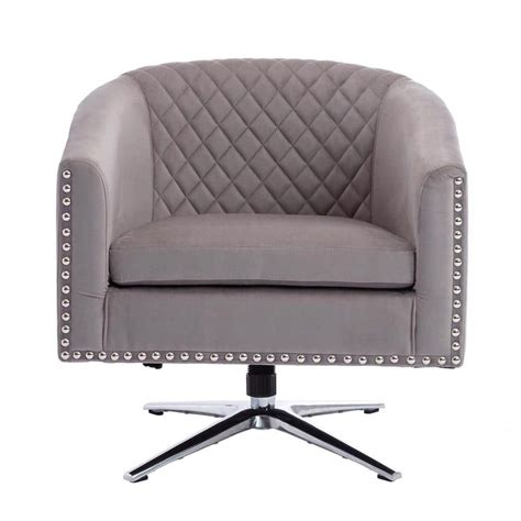 Wetiny Gray Swivel Barrel Chair Set Of 1 W395122832250 The Home Depot