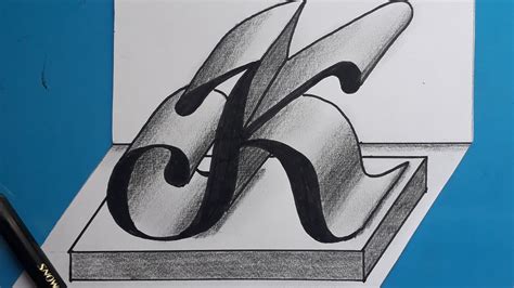 3d Drawing Letter K On Flat Paper For Beginners How To Write Easy