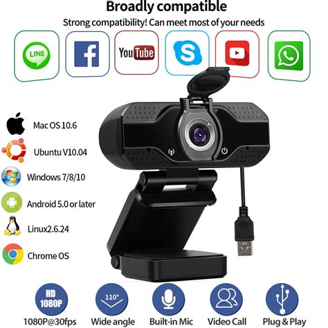 Full HD Web Camera With Auto Focus PC Camera With Microphone USB Plug