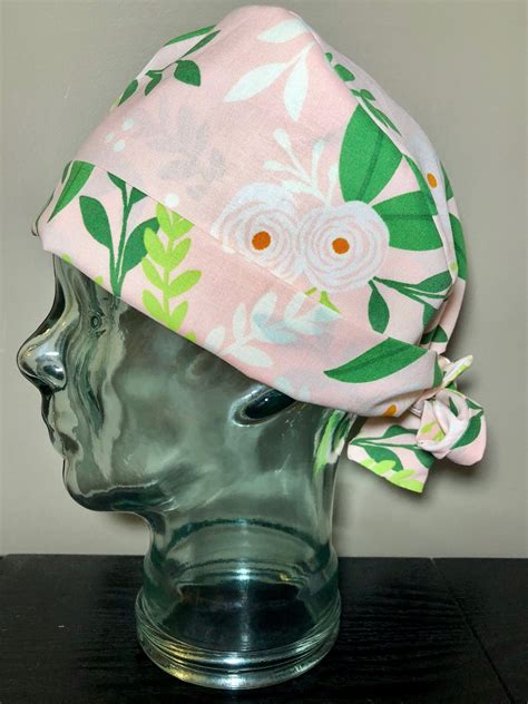 Pink Roses On Blush Pink Surgical Scrub Hat Womens Beautiful Floral