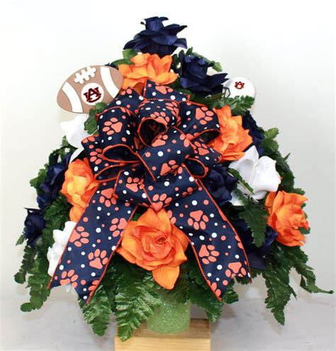 XL Auburn Fan Cemetery Flower Headstone Vase Etsy Cemetery Flowers